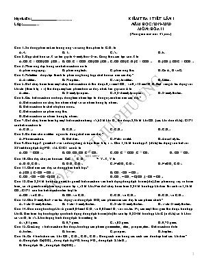 Đề kiểm tra 1 tiết lần 1 môn Hóa học Lớp 11 - Năm học 2019-2020 - Thu Phương